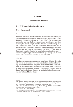 Chapter 3 Corporate Tax Directives 3.1. EU Parent