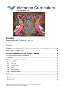 Sample Unit - Victorian Curriculum and Assessment Authority