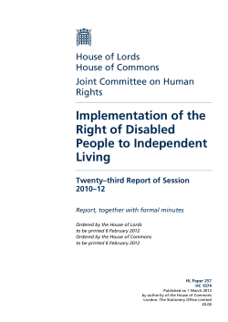 Implementation of the Right of Disabled People to Independent Living