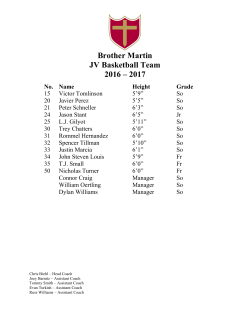 2016-2017 JV Grade Basketball Team Roster