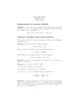 Independence of random variables Variance, standard error and