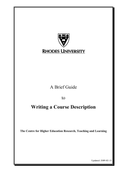 A Guide to writing Unit Standards