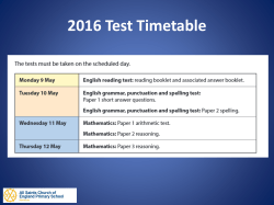 2016 Test Timetable
