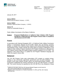 CSI - Pacific Gas and Electric Company