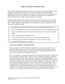 Steps to Consider Now, Before a RIF