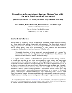 Simpathica: A Computational Systems Biology Tool within the Valis