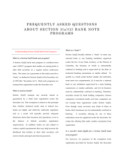 FREQUENTLY ASKED QUESTIONS ABOUT SECTION 3(a)(2