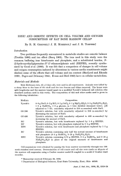 IONIC AND OSMOTIC EFFECTS ON CELL VOLUME AND OXYGEN