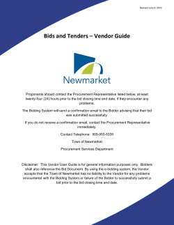 Bids and Tenders – Vendor Guide