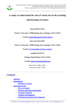 A study to understand the role of visual arts in the teaching and
