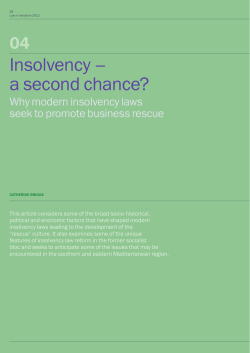 Insolvency &ndash; a second chance?