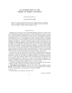 AN INTRODUCTION TO THE THEORY OF HEIGHT FUNCTIONS