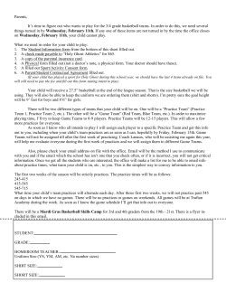 Parents, It`s time to figure out who wants to play for the 3/4 grade