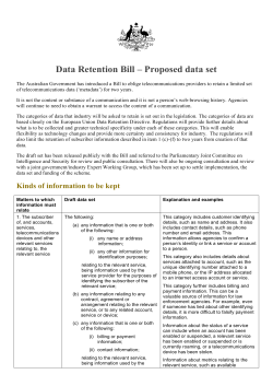 Data Retention Bill &ndash; Proposed data set - Attorney