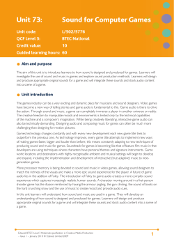 Unit 73: Sound for Computer Games