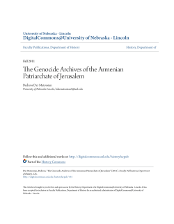 The Genocide Archives of the Armenian Patriarchate of Jerusalem