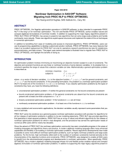 242-2010: Nonlinear Optimization in SAS/OR