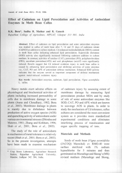 Effect of Cadmium on Lipid Peroxidation and Activities of Antioxidant