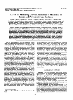 A Test for Measuring Growth Responses of Moiiicutes to Serum and