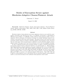 Modes of Encryption Secure against Blockwise