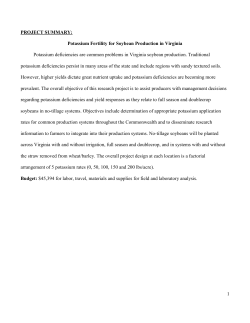 PROJECT SUMMARY: Potassium Fertility for Soybean Production in