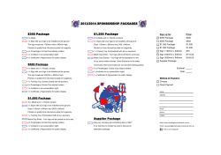 2013/2014 SPONSORSHIP PACKAGES $300 Package $1,500