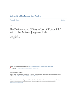 The Defensive and Offensive Use of "Poison Pills" Within the