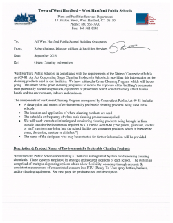 Green Cleaning - West Hartford Public Schools