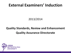 External Examiners` Induction