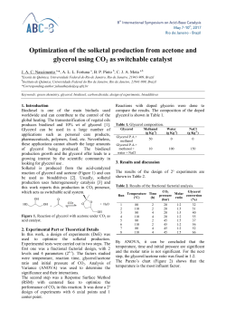 Optimization of the solketal production from acetone and glycerol