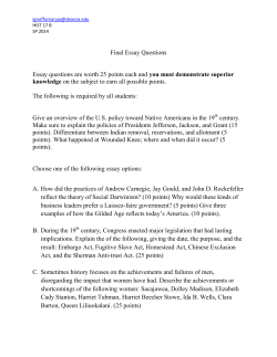 Final Essay Questions Essay questions are worth 25 points each