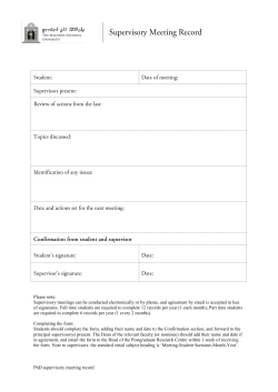 PhD supervisory meeting record Please note: Supervisory meetings