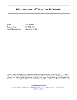 CIR Report Data Sheet - Cosmetic Ingredient Review