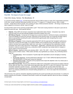 Energy Insights - Post 38-Impact of Lower for Longer