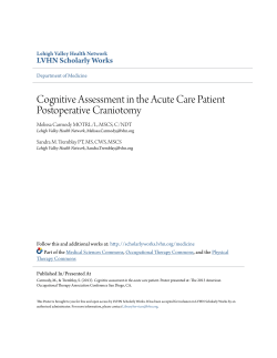 Cognitive Assessment in the Acute Care Patient Postoperative