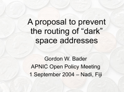 A proposal to prevent the routing of "dark" space addresses