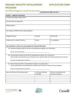 Organic Land Conversion Subprogram Application Form