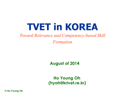 August of 2014 TVET in KOREA Toward Relevance and