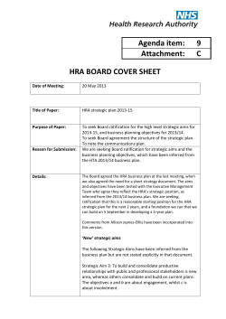 Strategic plan HRA May 2013