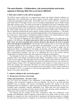 The next disaster &ndash; Collaboration, risk communication and action