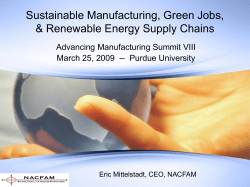 Green Jobs, Sustainable Manufacturing and Renewable Energy