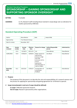 Sponsorship v2.1 23.12.16 - University Hospitals Bristol NHS