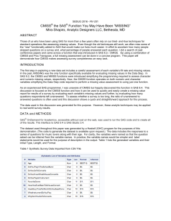 CMISS&reg; the SAS&reg; Function You May Have Been &ldquo;MISSING&rdquo; Mira