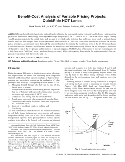Benefit-Cost Analysis of Variable Pricing Projects