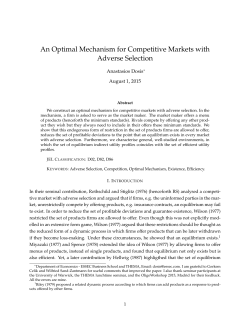 An Optimal Mechanism for Competitive Markets with Adverse