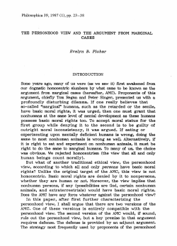 The Personhood View and the Argument from