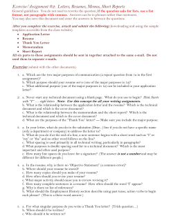 Exercise/Assignment #2 - English 212: Technical Writing