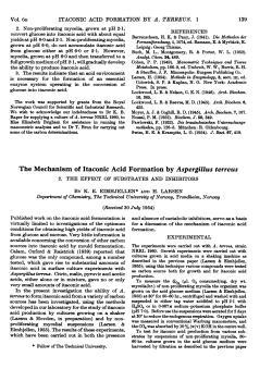 The Mechanism of Itaconic Acid Formation by Aspergillus terreus