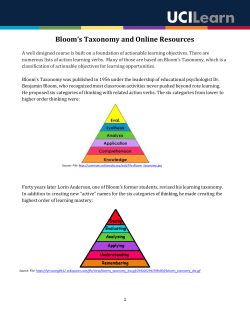 Bloom`s Taxonomy and Online Resources