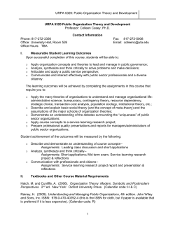 URPA 5320: Public Organization Theory and Development